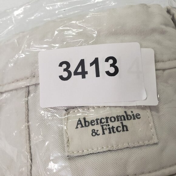 Abercrombie & Fitch Mens Chino Shorts Size 30 Ivory Thick Preppy Safari Y2K - Picture 13 of 14